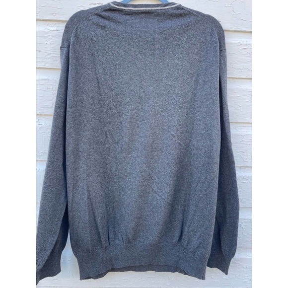JOS A BANK V-neck Sweater Pullover Fine Cotton Cashmere XXL Gray Preppy - Picture 5 of 5